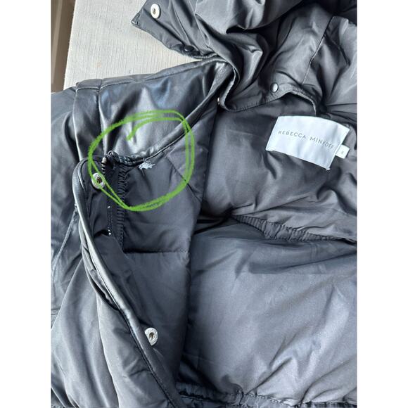 Rebecca Minkoff Puffer Coat MED Women Black Down Mia Coat Removable Hood Sleeves - Picture 7 of 14